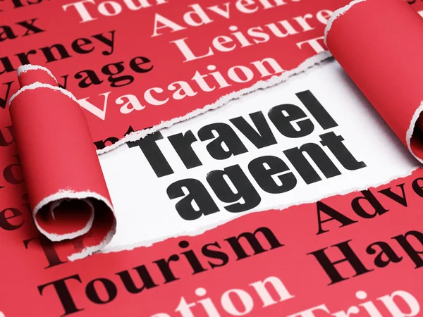 Concept vacances : texte noir Travel Agent sous le morceau de papier déchiré — Photo