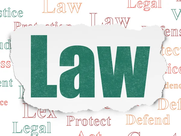 Law concept: Law on Torn Paper background — Stockfoto