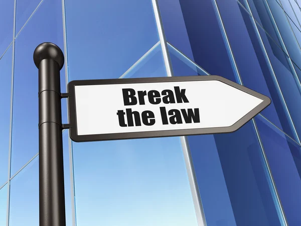 Concetto di legge: segno Break The Law on Building background — Foto Stock