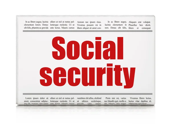 Conceito de proteção: manchete do jornal Segurança Social — Fotografia de Stock