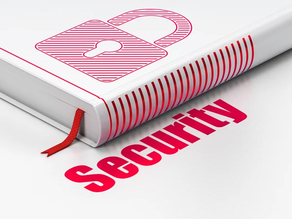 Privacy concept: book Closed Padlock, Security on white background — Stockfoto