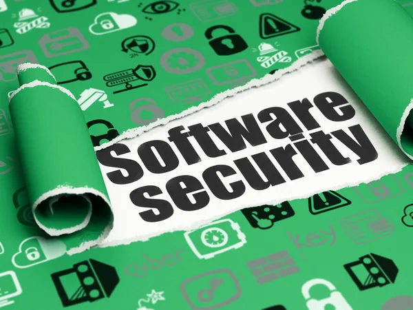 Safety concept: black text Software Security under the piece of  torn paper — Stockfoto