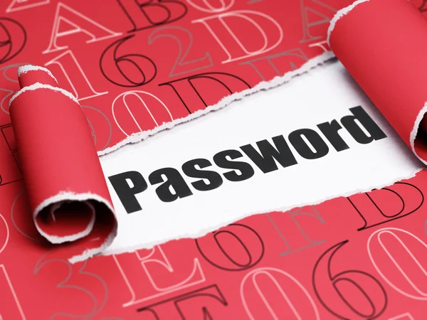 Security concept: black text Password under the piece of  torn paper — Stock Photo, Image