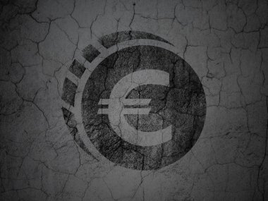 Money concept: Euro Coin on grunge wall background