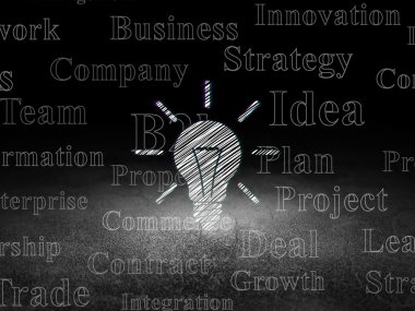 İş kavramı: grunge karanlık odada ampul