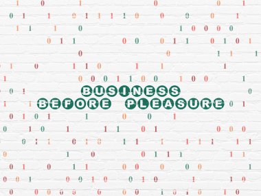 Ekonomi kavramı: duvar arka plan üzerinde zevkten önce iş