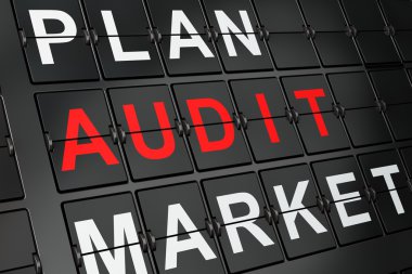 Business concept: Audit on airport board background