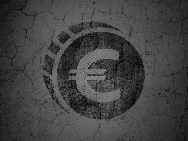 Conceito de dinheiro: Moeda Euro no fundo da parede grunge — Fotografia de Stock