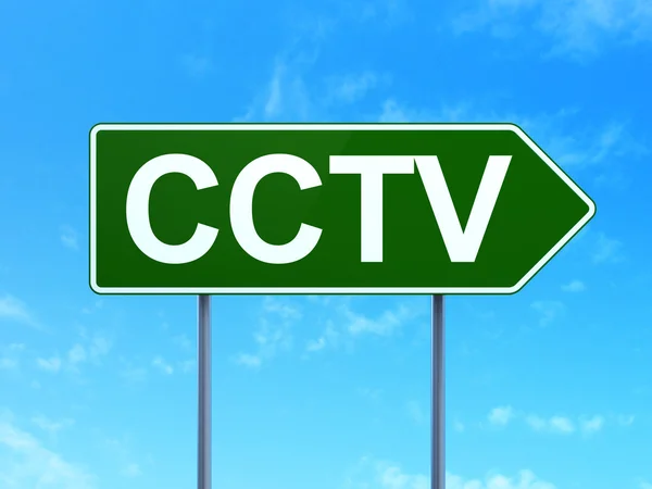 Security concept: CCTV on road sign background — Stockfoto