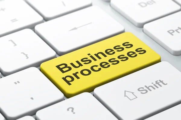 Finance concept: Business Processes on computer keyboard background — Stock Photo, Image