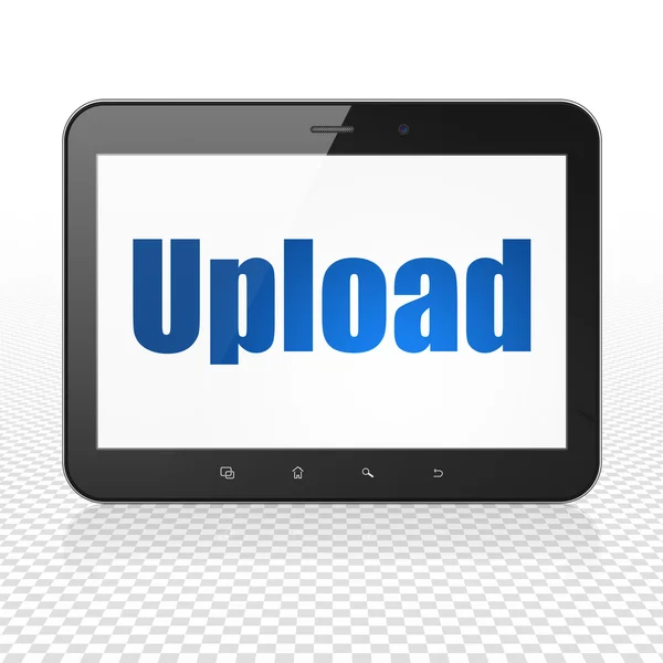 Web development concept: Tablet Computer with Upload on display — Stockfoto