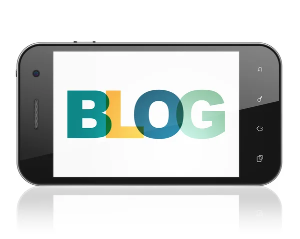 Web design concept: Smartphone with Blog on  display — Stockfoto