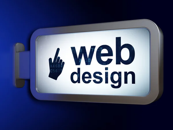 Web design concept: Web Design and Mouse Cursor on billboard background — Stock Photo, Image