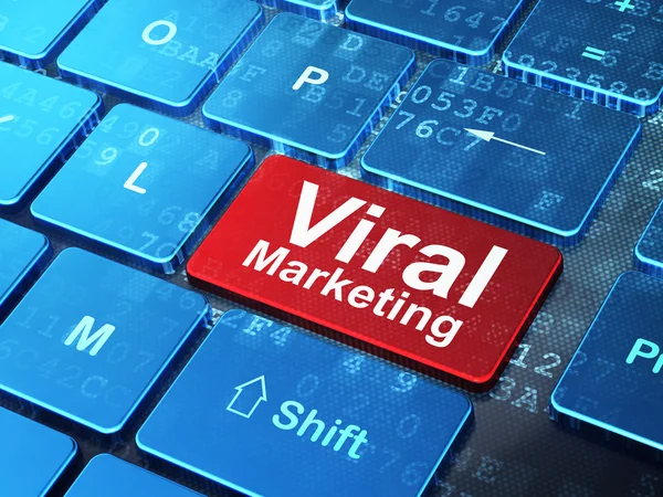 Conceito de marketing: Marketing viral no fundo do teclado do computador — Fotografia de Stock