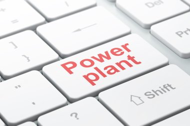 Endüstri kavramı: santral bilgisayar klavye arka plan üzerinde