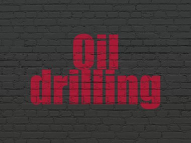Manufacuring kavramı: Petrol Delme duvar arka plan üzerinde