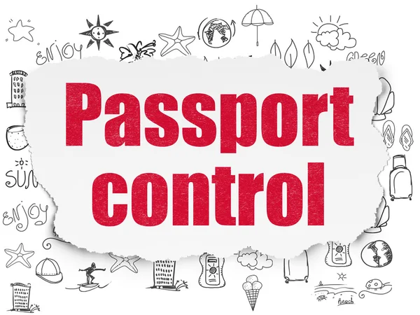 Vacation concept: Passport Control on Torn Paper background — 图库照片