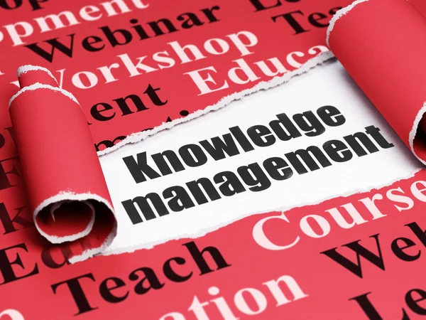 Learning concept: black text Knowledge Management under the piece of  torn paper — Stok fotoğraf