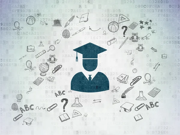 Learning concept: Student on Digital Paper background
