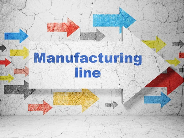 Manufacuring concept: arrow with Manufacturing Line on grunge wall background — Stok fotoğraf