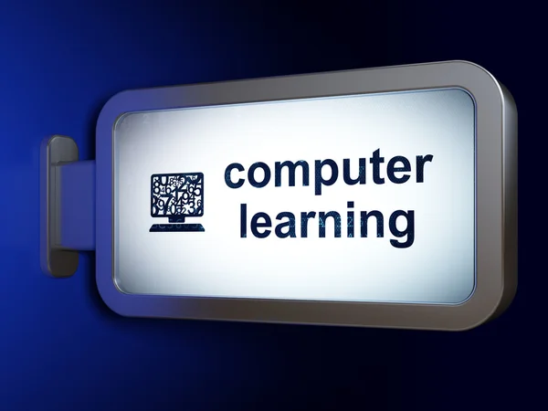 Learning concept: Computer Learning and Computer Pc on billboard background — Zdjęcie stockowe