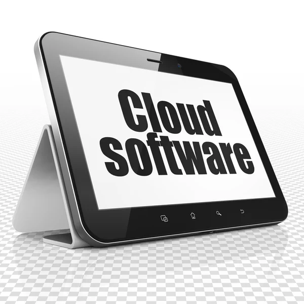 Concepto de computación en la nube: Tablet Computer con software en la nube en pantalla — Foto de Stock