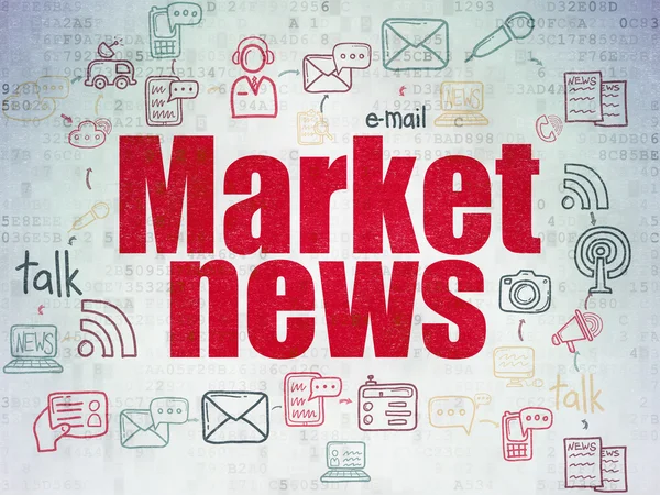 Концепция новостей: Новости рынка на фоне цифровой бумаги — стоковое фото