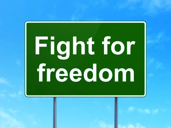 Political concept: Fight For Freedom on road sign background — Stock fotografie