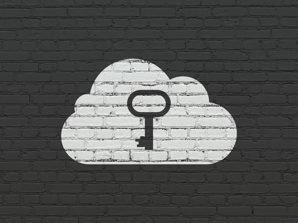 Bulut bilgi işlem kavramı: bulut ile anahtar duvar arka plan üzerinde — Stok fotoğraf