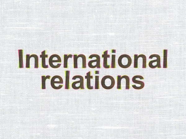 Conceito de política: Relações internacionais sobre fundo de textura de tecido — Fotografia de Stock