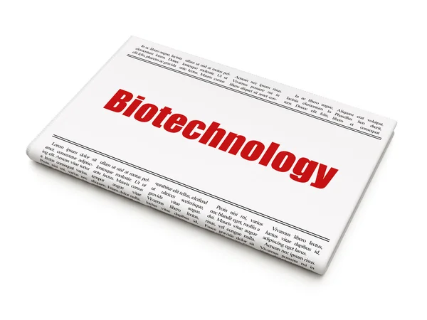 Conceito de ciência: manchete de jornal Biotecnologia — Fotografia de Stock