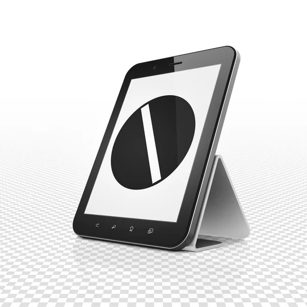 Gezondheid concept: Tablet PC met pil op display — Stockfoto