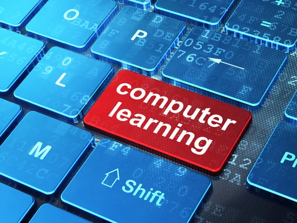 Concepto de aprendizaje: Aprendizaje por ordenador sobre fondo teclado — Foto de Stock