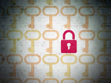 Safety concept: closed padlock icon on Digital Paper background