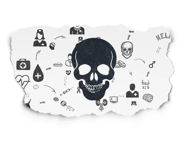 Health concept: Scull on Torn Paper background — Stockfoto