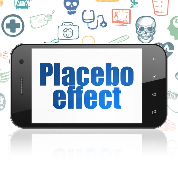 Концепція охорони здоров'я: смартфон з ефектом Placebo на дисплеї — стокове фото