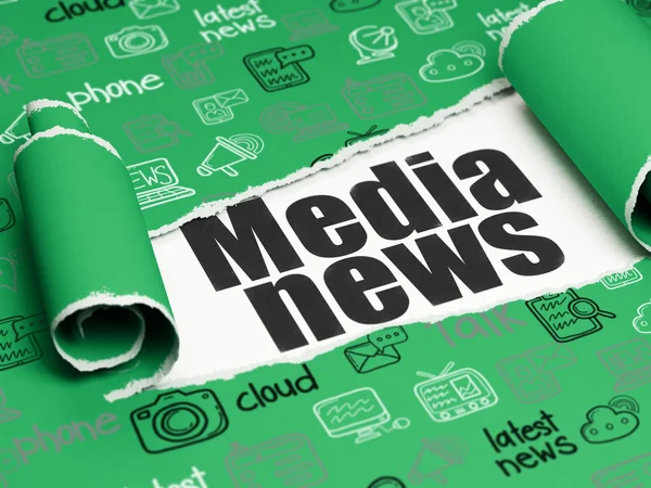 News concept: black text Media News under the piece of  torn paper — ストック写真
