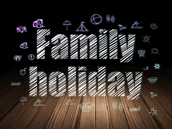 Travel concept: Family Holiday in grunge dark room — 图库照片