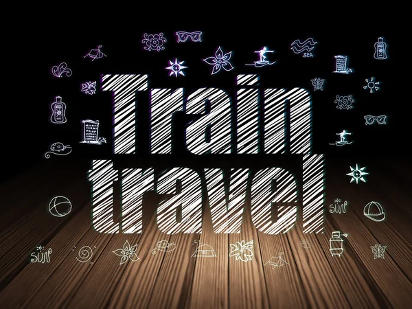 Vacation concept: Train Travel in grunge dark room — Zdjęcie stockowe