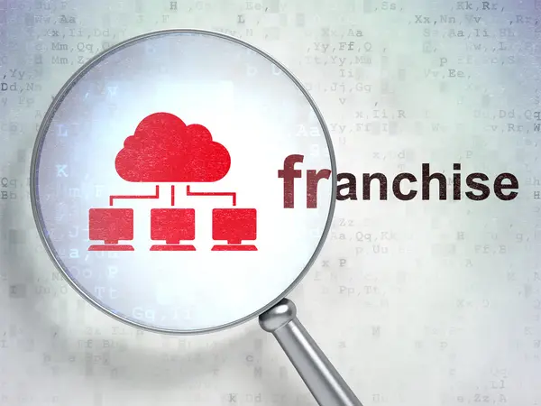 Concepto de negocio: Cloud Network y Franquicia con vidrio óptico — Foto de Stock