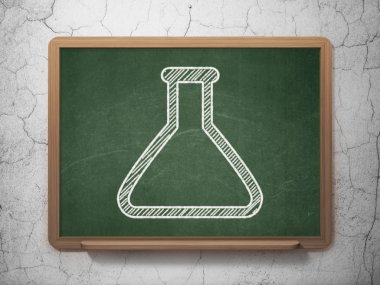 Bilim kavramı: Kara tahta arka plan üzerinde Flask