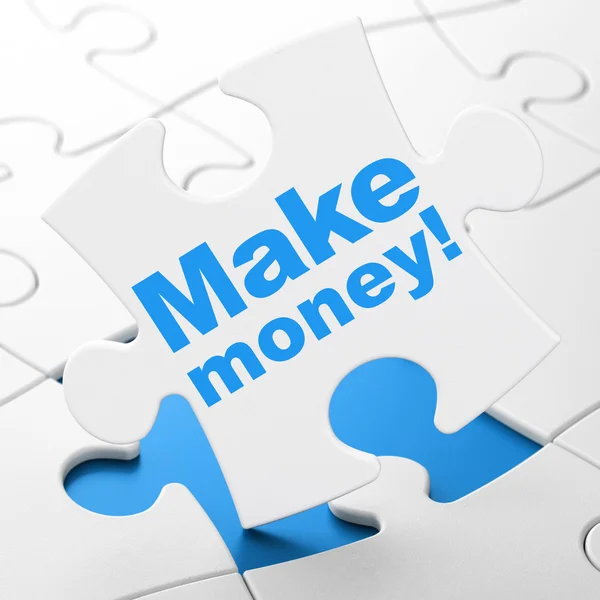 Konsep bisnis: Membuat Uang di latar belakang teka-teki — Stok Foto