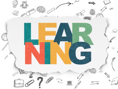 Eğitim kavramı: yırtık kağıt arka plan üzerinde öğrenme