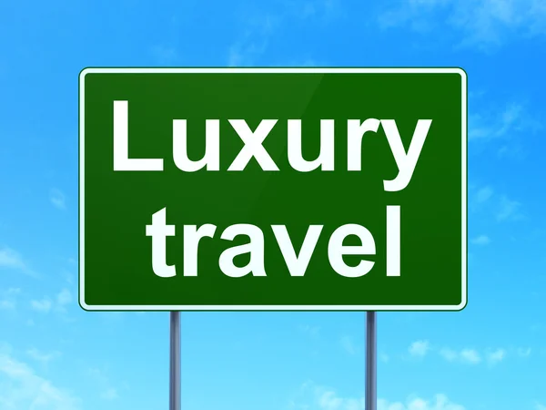 Travel concept: Luxury Travel on road sign background — Zdjęcie stockowe