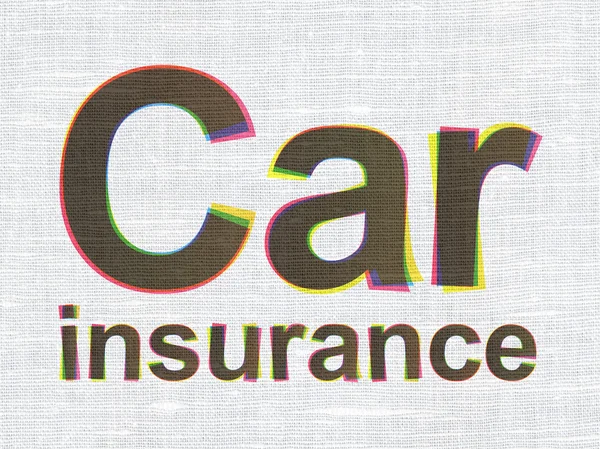 Versicherungskonzept: Autoversicherung auf Stoff-Textur-Hintergrund — Stockfoto