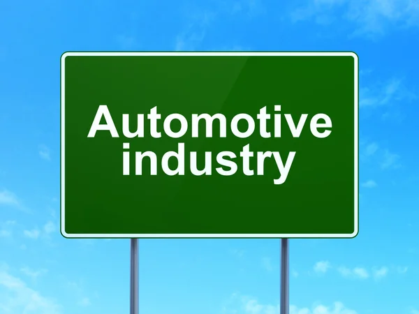 Manufacuring concept: Automotive Industry on road sign background — 图库照片