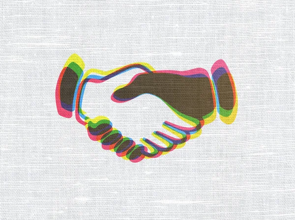 Political concept: Handshake on fabric texture background — Stockfoto