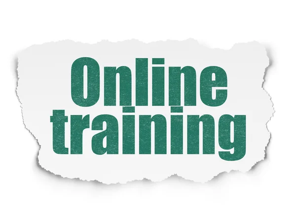 Concetto di apprendimento: formazione online su sfondo carta strappata — Foto Stock