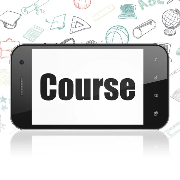 Learning concept: Smartphone with Course on display — Zdjęcie stockowe