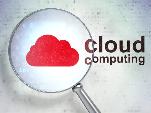 Concetto di tecnologia Cloud: Cloud e Cloud Computing con vetro ottico — Foto Stock